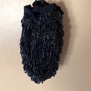 Vintage Iridescent Blue Beaded Miser Style Handbag